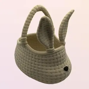 Bunny Basket - Minimal Design, Modern Style, Eco-Friendly, Round, Versatile for Collecting, Easter-Themed Decor