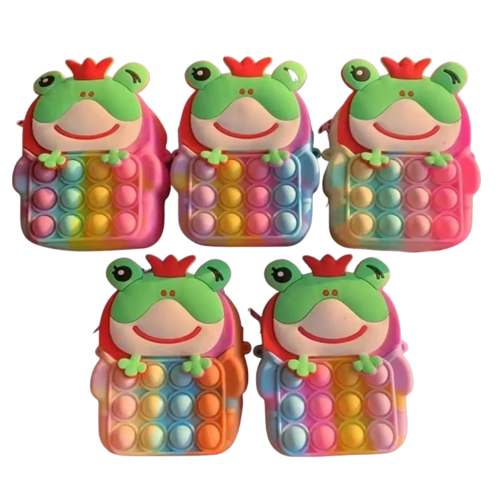 Mini Multicolor Frog Pop-it Coin Purse.