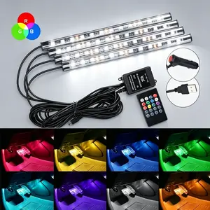 Universal Car RGB Ambient Lights LED Strip Interior Atmosphere Lamps Decorative Off Road 4x4 SUV Automobile Accessories Multicolor USB Tailgate Waterproof Programmable Whip with Control