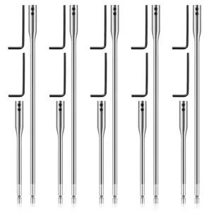 6, 12 Inch High Carbon Steel Drill Bit with Wrench Key for Wood Turners Construction Accessories(20 Pieces)