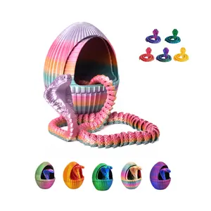 3D Printed Cobra Egg Toy | Articulated Snake Fidget Figure | Desk Toy, Stress Relief, Collectible Gift (Assorted) Fun Decorative Ornaments Home Decoration