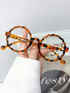 Fashion Vintage Round Glasses, High-Quality Floral Frame, Stylish Trendy Unisex Eyewear, Leopard Pattern Eyeglasses, Daily Wear Decorative Glasses for Men and Women