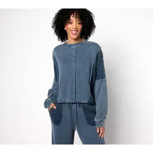 Peace Love World French Terry and Crochet Sweatshirt