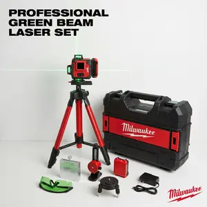High Brightness 4D 16 Lines Green Laser Level Tool with $\pm 4$ Degree Self-Leveling System and 6000mAh Battery Plus Hard Carrying Case for Professional Contractors Carpenters and Precision Woodworking Projects
