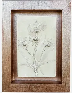 Plaster Botanical Bas Relief Artwork Decor Flower Wall Wood Lavender Artistic Decoration Ornaments