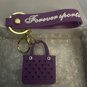 Purple tote keychain
