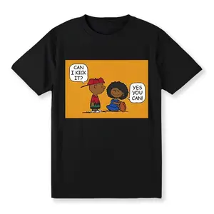 Can I Kick It? Cartoon T-Shirt Motivational Men's Tee With Fun Design Casual 100% Cotton Soft Smooth Fabric Classic Fit Unisex Gift For Friends Summer Vibes
