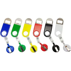 Retractable Flat  Bottle Opener with Belt Clip for Bartenders,Waiter (Multi Colors 6-Pack)