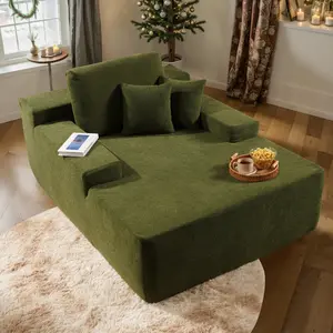 CAODOC Boneless Chaise Lounge Upholstered Sofa Bed Couches with Throw Pillows, 48.42" Deep, Soft Corduroy, Viral Couch,No Assembly Required, Indoor Sleeper Chair,Big Comfy Couch