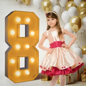 3FT/36 Inch Light Up Marquee Number 0-9, White Frame KT Board Plug-in KT Board With Bracket Warm LED Decorative Light Decoration For Birthday Anniversary (NUMBER 8)