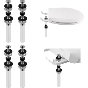 Universal Toilet Seat Bolts Kit, Heavy Duty Stainless Steel Toilet Seat Screws with Extra Long Downlock Nuts Rubber Toothed Gaskets, Non-Slip 4 Pack Bathroom Toilet Screw Replacement