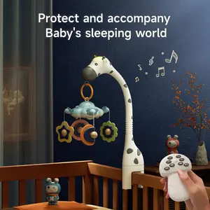 TUMAMA Baby Crib Mobile,3 in 1 Crib Toys with Remote Control,Projection Night Light, Music and White Noise, Mute Spin Motor Nursery Sensory Toys for Infant 0 3 6 9 Month Newborn Xmas Gift