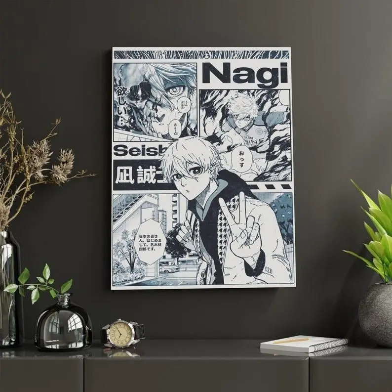 Nagi Seishiro Blue Lock Unframed Paper Poster, 12x18in Multi-Size Long-Lasting Anime Soccer Wall Decor, Mountable Sports Artwork Gift for Kid Room Home Supplies