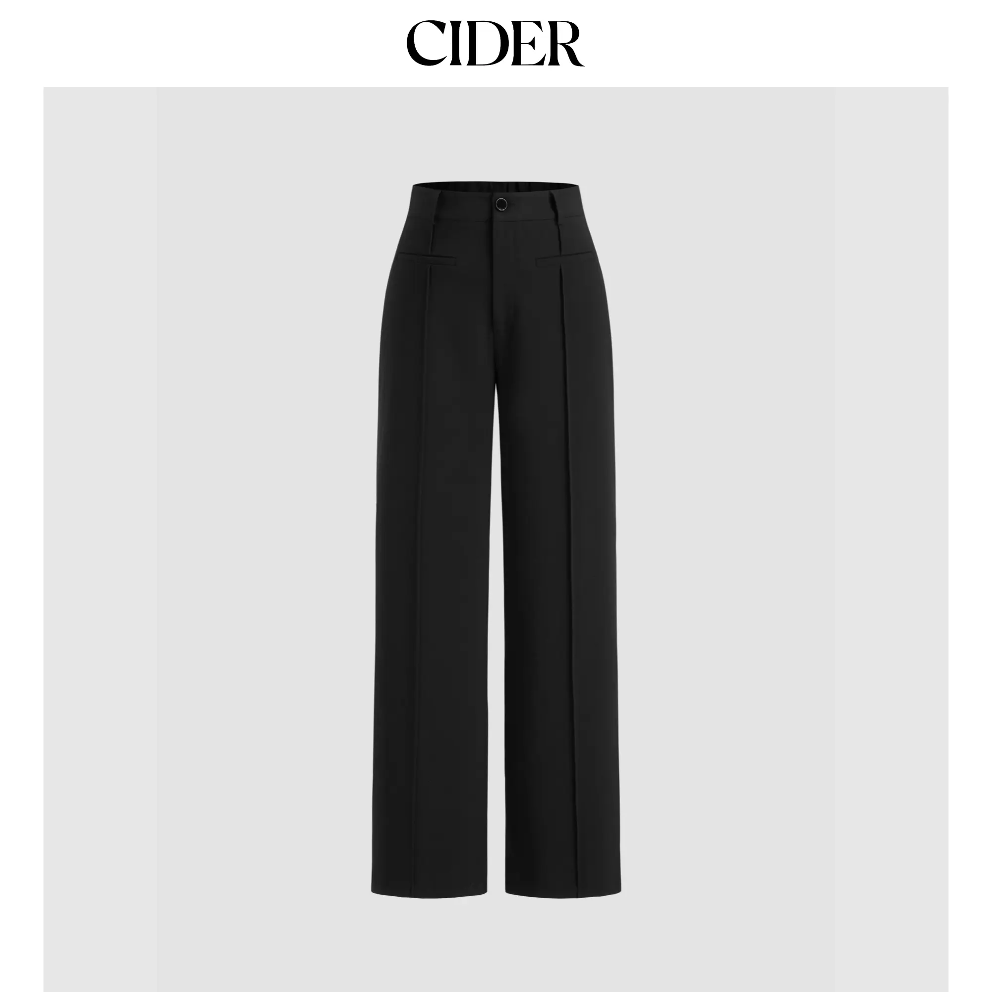 Cider Mid Rise Pleated Straight Leg Trousers