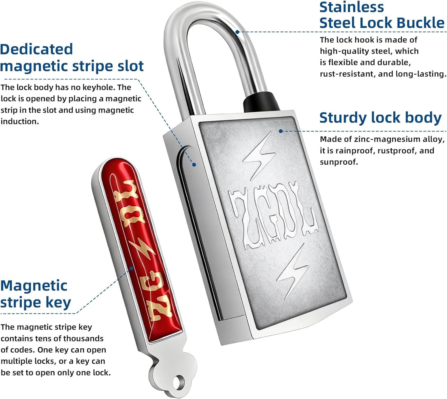 Keyless Hole Magnetic Padlock， 30mm Outdoor Weatherproof Lock， Waterproof Rust Proof Anti-Pry Combination Lock for Gates， Sheds， Toolbox， Fence， Cabinets & Storage