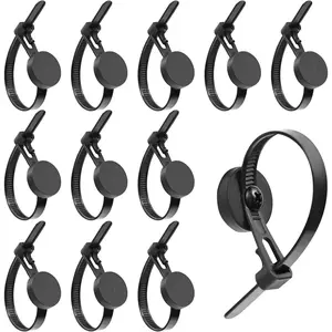 Pack of 12 Magnetic Zip Tie Mounts, Magnetic Cable Clips Organize and Secure Cable Wires with Powerful Magnetic Multipurpose Cable Ties Mount Base for Electrical Wire