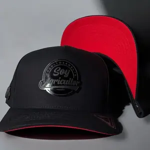 Soy Agricultor Black SnapBack Hat with Red Under Visor for Men