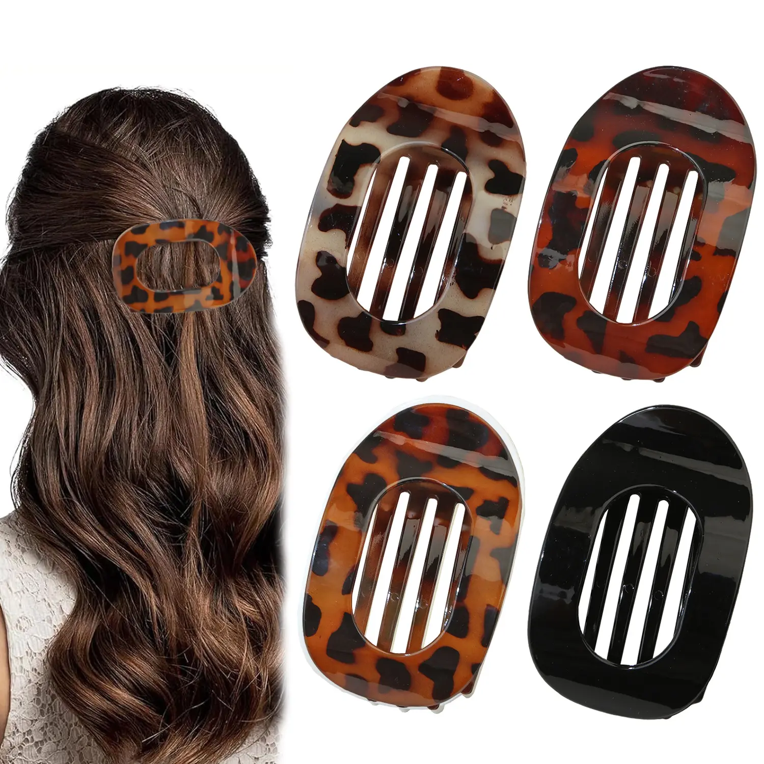 4 piece set F   oval glossy duck clip