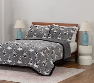 Berkshire Ultrasonic Velvetsoft rev. Sherpa Coverlet & Sham Set-QN