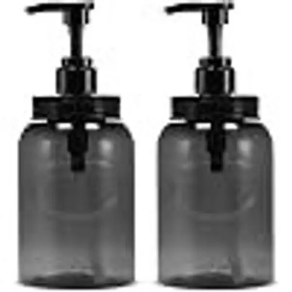 24 oz Wide Mouth Plastic Bottle Dispensers, Gray, Set of 2 Lotion pumps, easy refills, large capacity