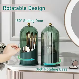 360° Rotating Makeup Organizer – Dustproof & Waterproof Brush Storage with Lid – Travel Cosmetic Case – Perfect Gift for Beauty Lovers (Birthday, Christmas, Valentine’s Day)