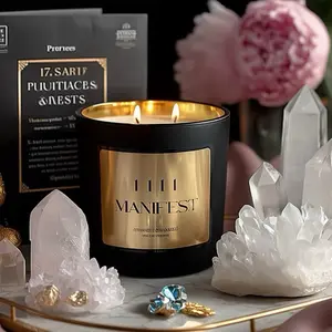 ALKMY 25oz Luxury Spiritual Candle w/ Gold Foil Label for Meditation Abundance Protection Manifestation