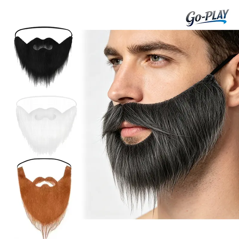 1PC Funny Fake Beard & Mustache, Realistic Costume Facial Hair with Adjustable Elastic Strap, Full Beard Cosplay Prop for Men Women, Novelty Halloween Costume Accessory for Party, Role Play, Theater, Photo Booth & Dress Up