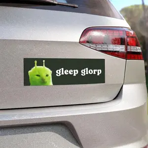 Alien Cat Car Bumper Magnet | Gleep Glrop | Funny Space Cat Meme, Genz, Green Cute Alien, Magnetic Car Decal | Weatherproof Vinyl Car Magnet