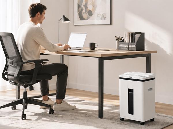 QUIETLEMON P-5 Heavy Duty Microcut Paper Shredder for Home Office & Small Business, 40 Min Continuous Run, 200-Sheet Auto Feed, 7-Sheet Manual Feed, Shreds Credit Cards & Staples, 5.8 Gal Bin, Computer Accessories, Microcut Shredder, 5.8 Gallon Bin