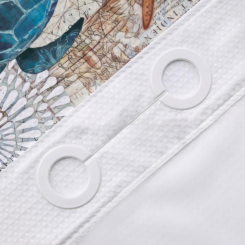 Digital Print Waffle Waterproof Shower Curtain, Quick Installation No Hooks, Double Layer Snap-In Liner, Stylish Bathroom Decor for Home Hotel Salon Dormitory