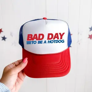 Bad Day To Be A Hotdog, Patriotic, Snapback Trucker Hat, America, USA, Independence Day, Patriotic Cap for Women, Sassy Graphic Hats