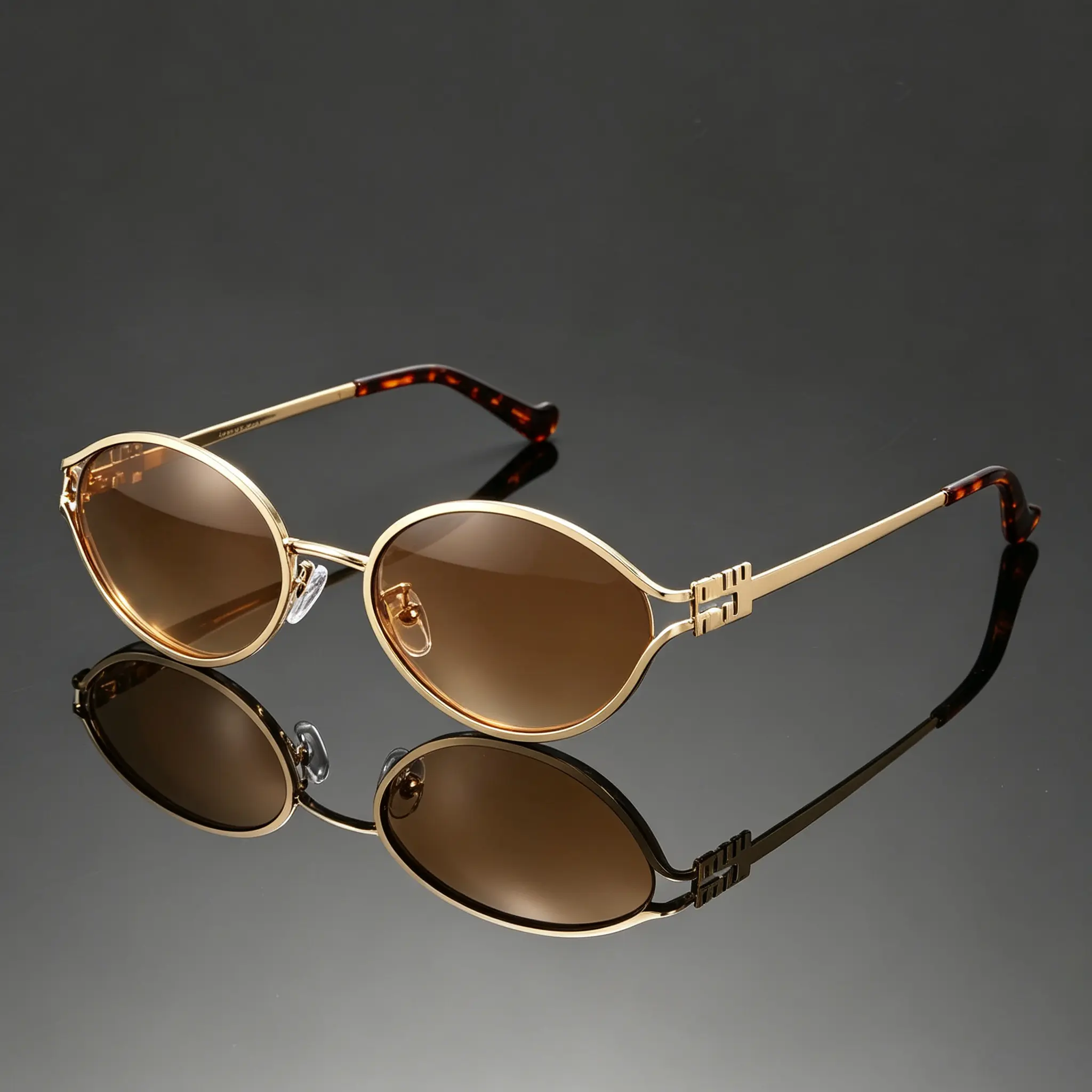 Women's Vintage Oval Metal Sunglasses, Gold Frame, Brown Lens, Hollow Decor, Thin Temples, Retro Fashion, UV400 Protection, Outdoor Vacation Shades
