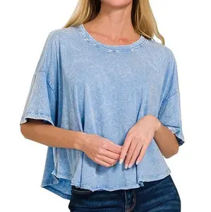 PLUS/REG DREAM BIG WASHED SHORT SLEEVE TOP