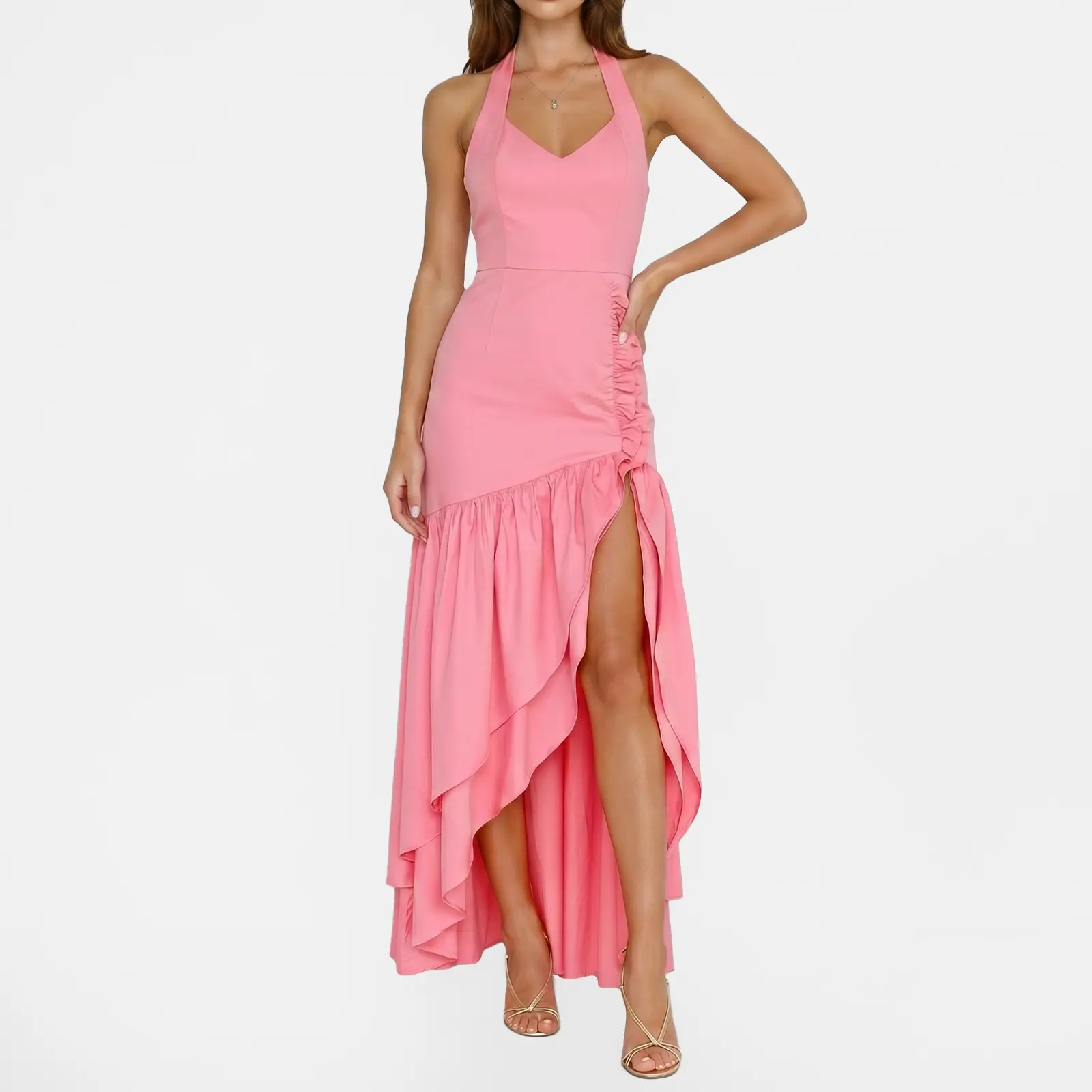 Hello Molly Lavish At Nighttime Halter Maxi Dress Pink Maxi Dress Pink Dress