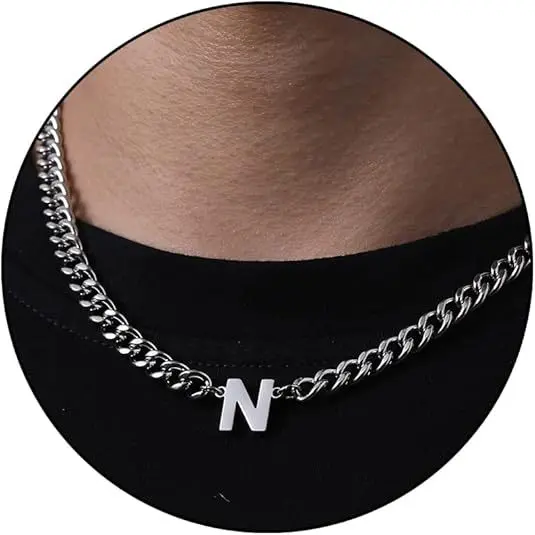 N letter necklace (steel color)