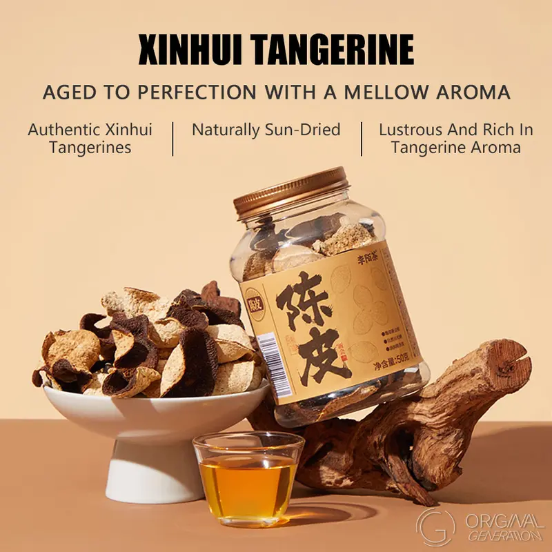 LA XinHui 8-Year Aged Dried Tangerine Peel Loose Leaf Ambient Fruit & Herbal Tea Beverage, 50g Naturally Sun-Dried Herbal Tea, Healthier Choice