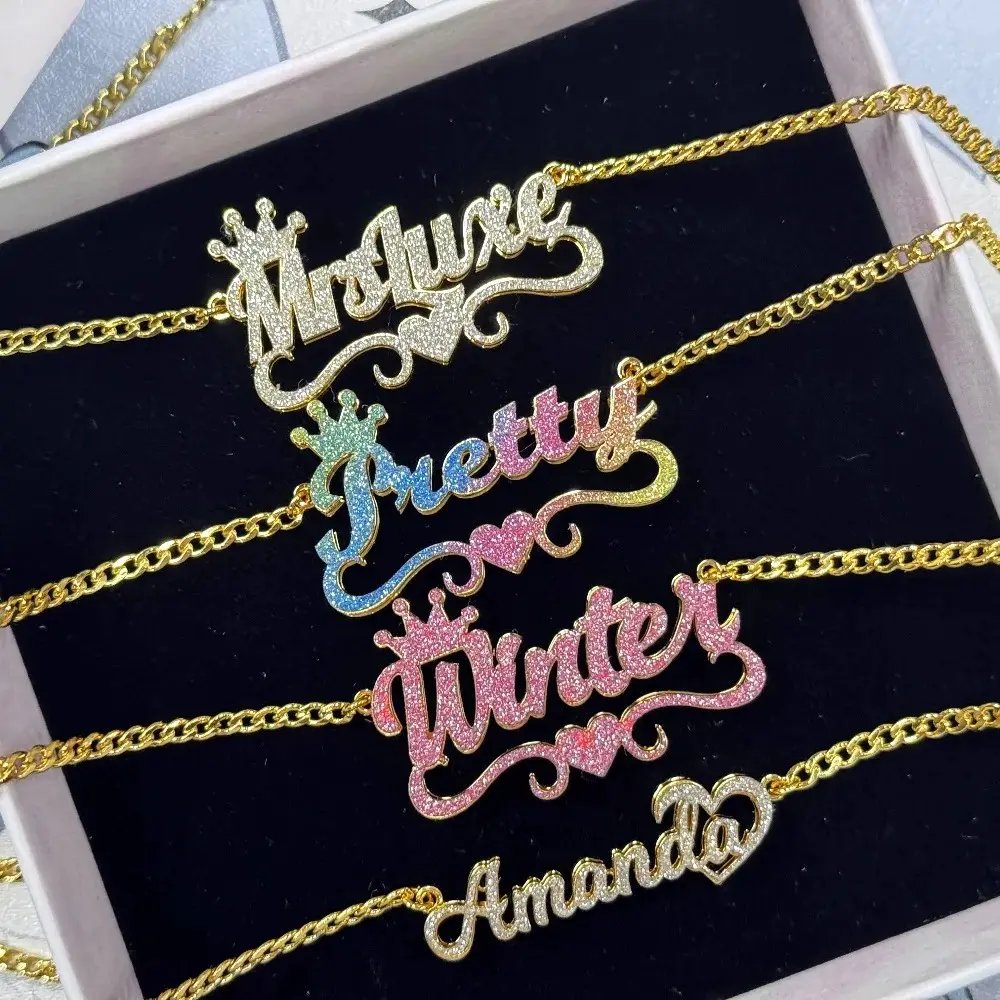 Personalized Glitter Acrylic Name Necklace