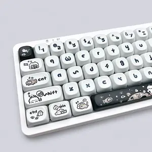 Happy Kitten Keycap Set, MOA Profile, Cute Art, PBT, Cherry MX Stem, Dye-Sub Legends moa profile