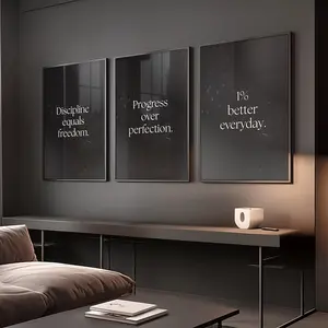 Set of 3 Motivational Wall Art Prints for Men – Masculine Gym Decor, Office Printable Quotes