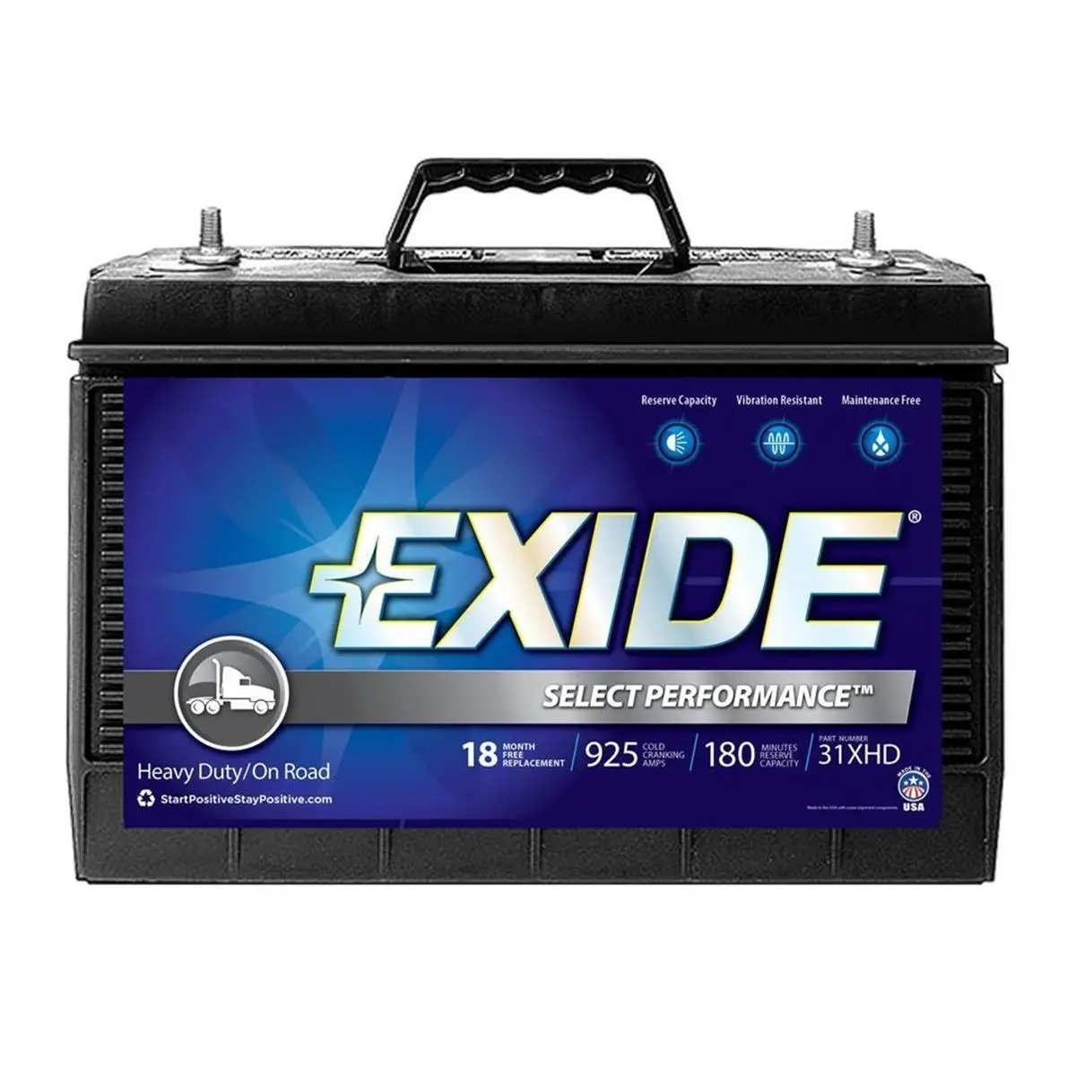 Exide Sprinter S31XHD Group 31 Battery - 12V Heavy Duty Batteries with 92Ah Capacity, 950 CCA, and 180 Minute Reserve Capacity, 12 V