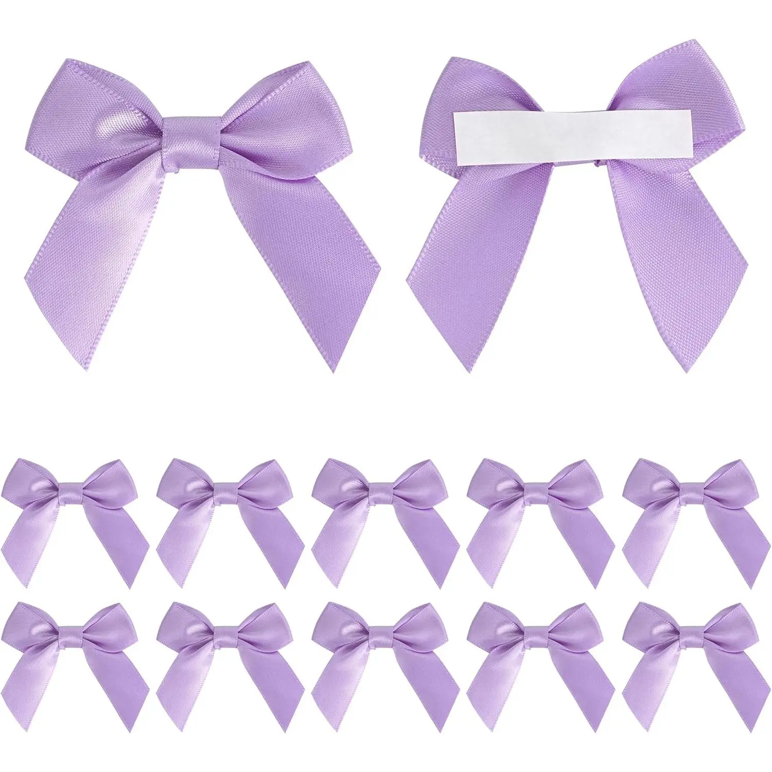 Lavender Satin Ribbon Bows 2" Self Adhesive Satin Bows for  Wrapping Premade Satin Bows with Double-Sided Tape for Making Crafts  Shower Birthday Party Wedding Decorations, 50 count