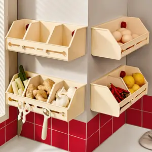 1 pack Onion, ginger, garlic storage box, double suction cup rotating kitchen shelf, wall mounted non perforated storage, wall seasoning basket