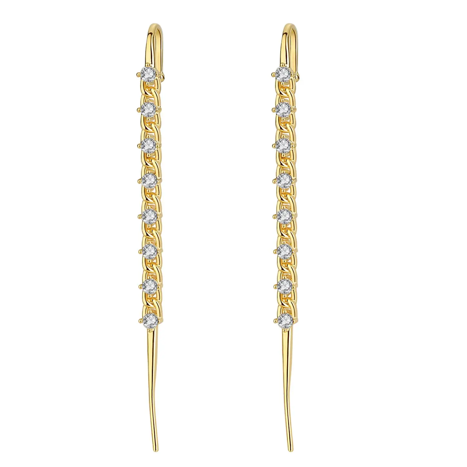 OIDEA Ear Climber Crawler Earrings for Women, Sparkling Cubic Zirconia Wrap Cuff Hook Earrings, Minimalist Dainty Climber Earrings for Girls