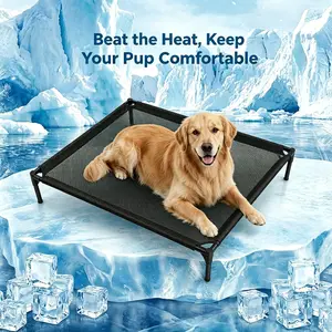Cooling Raised Dog Cot XL - Elevated Mesh Bed for Big Dogs, Durable, Breathable, Waterproof, Sturdy Frame, Ideal for Summer, Indoor & Outdoor Pet Bed teslin