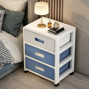 Modern minimalist storage bedside table - a space-saving portable shelf with 3 drawers, suitable for bedrooms and living rooms. It has a casual style and is ideal for storing clothes and various small items in the living room. Nightstands with Drawer