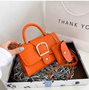 Brand Name Women's Purse in Orange, yellow and blue  PU Leather with Unique Design, Stylish Handles & Versatile Use for Essentials