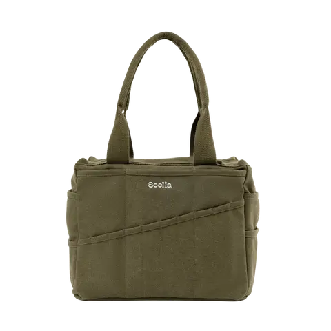 Soolla® Studio Bag, Deep Forest Green – 30-Pocket Canvas Organizer for Pottery, Art, Knitting & Crochet