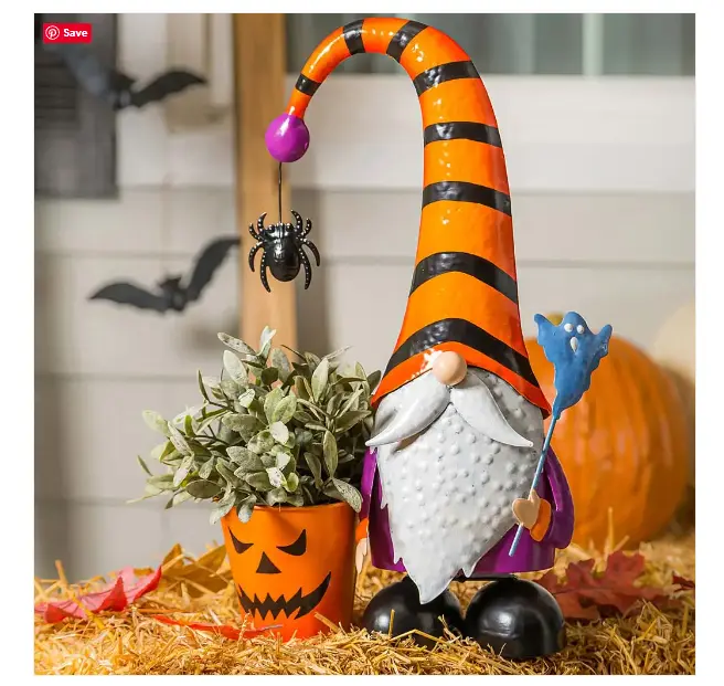 Metal Halloween Gnome Garden Planter