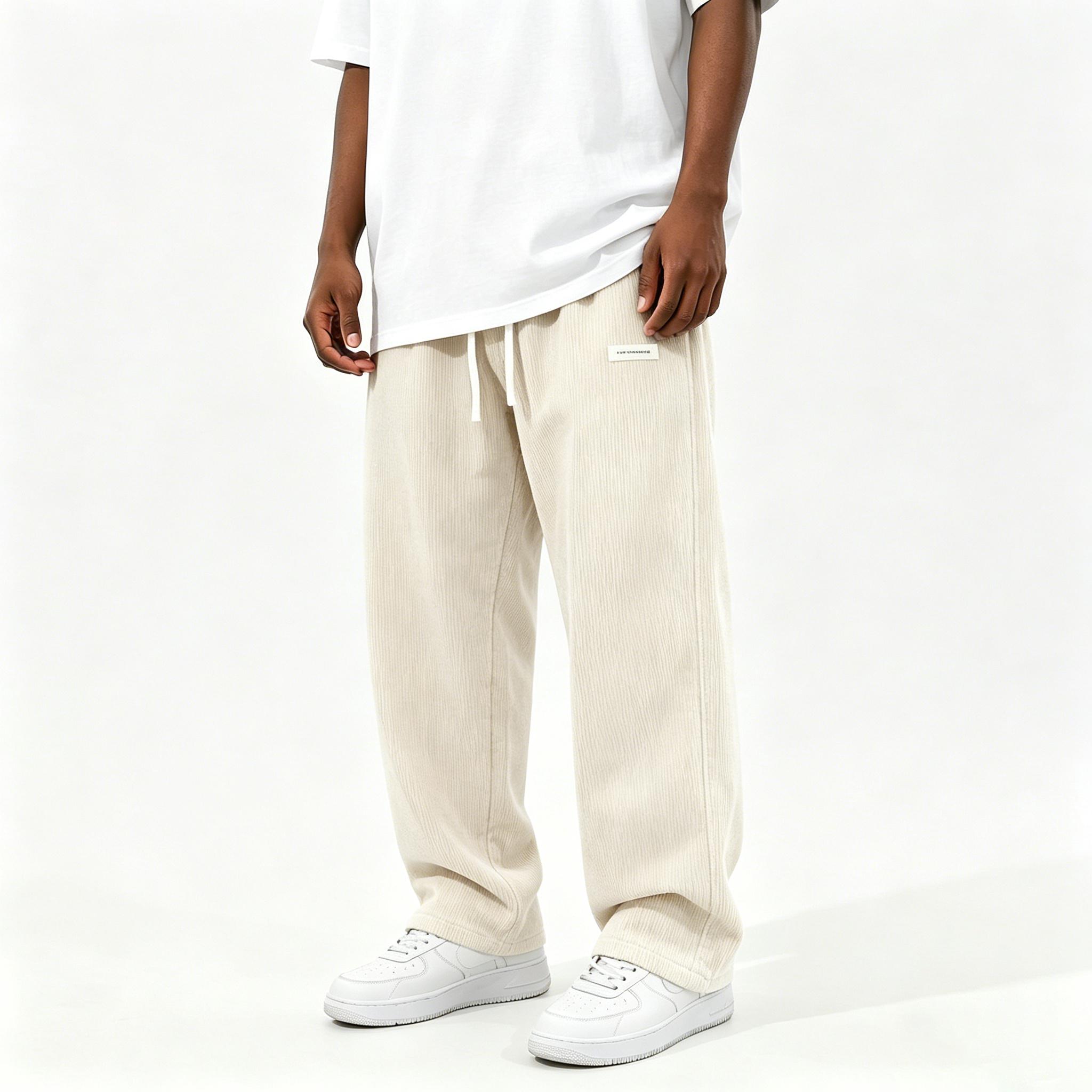 Men’s retro corduroy casual pants, loose straight cut, breathable fabric, new for spring/autumn