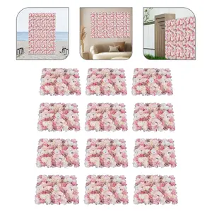 60x40cm Fake Flower Wall Panel Set of 12 Artificial Silk Flowers Backdrop for Wedding Birthday Party Decor Indoor Outdoor Photo Booth Props